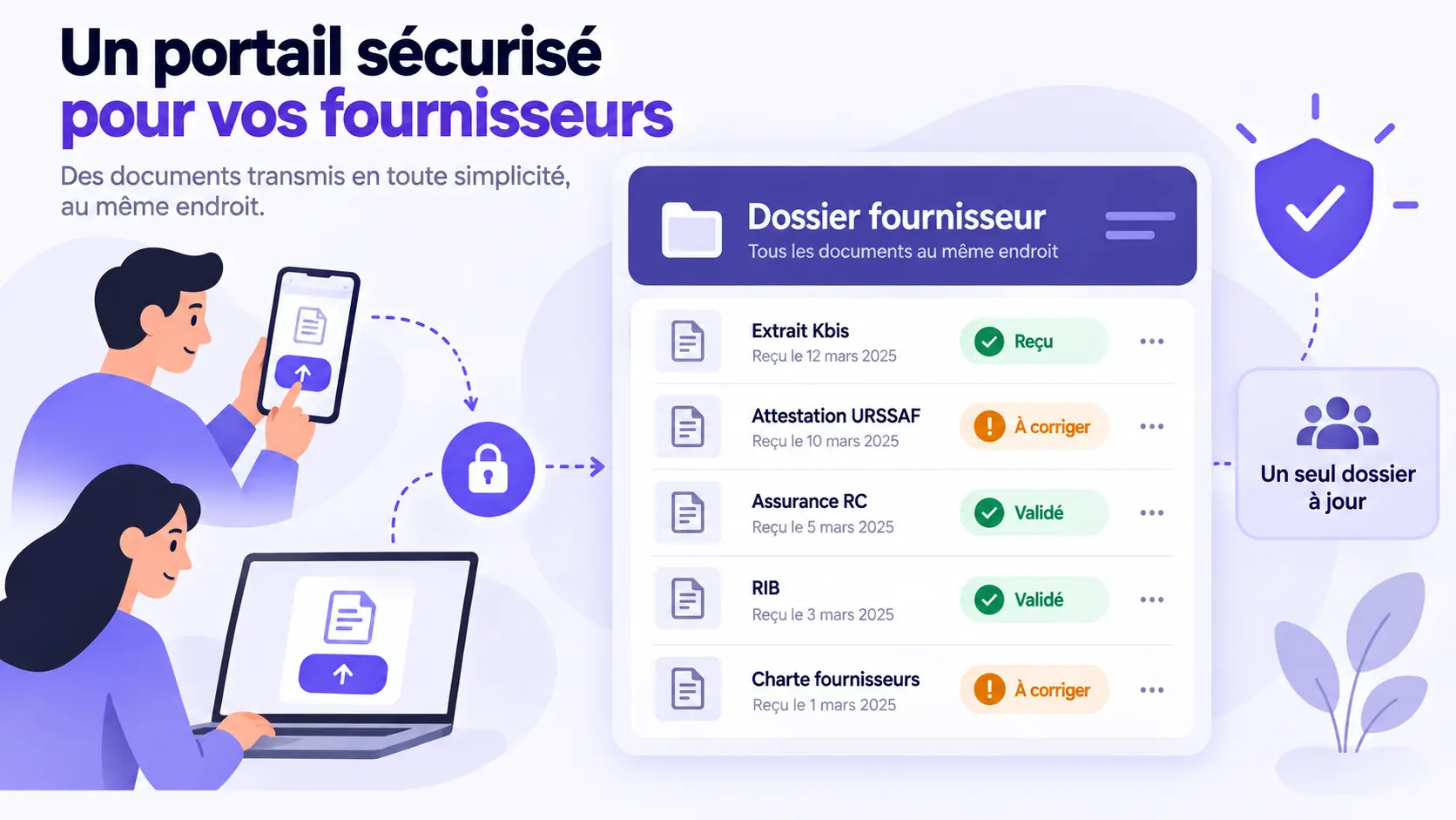 Portail de dépôt et statuts des pièces du dossier fournisseur